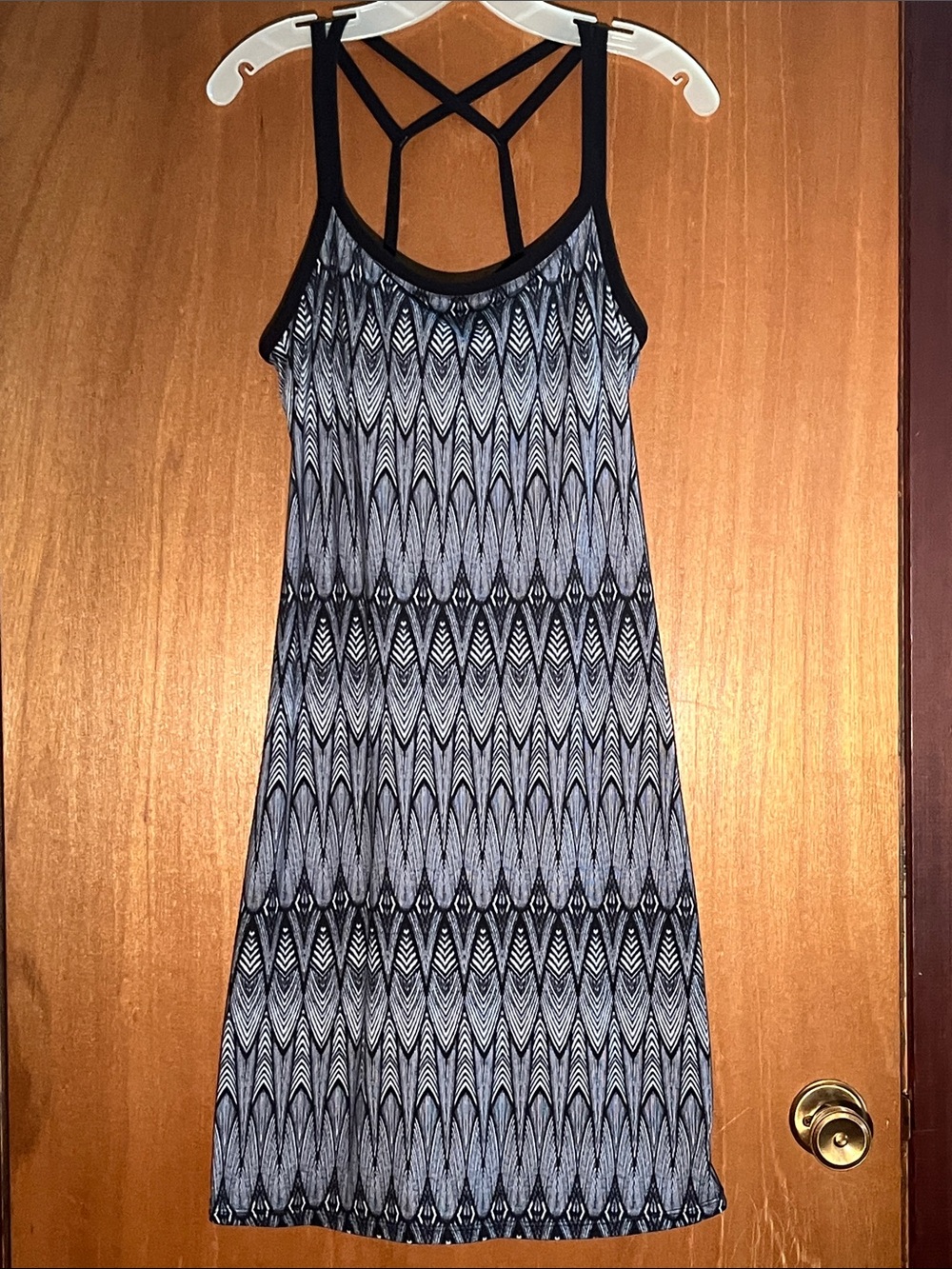 PrAna Black & White Pattern Cora Sun Dress W/ Shelf Bra - Size M